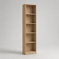 Schmales Bücherregal aus Spanplatte mit Eiche-Dekor, 5 offene Fächer, Eiche Natur, 40 × 24 × 180 cm