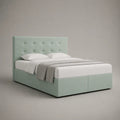 Boxspringbett 180 × 200 cm mit Matratze und Polyester-Mikrofaserbezug, Mintgrün/Weiß