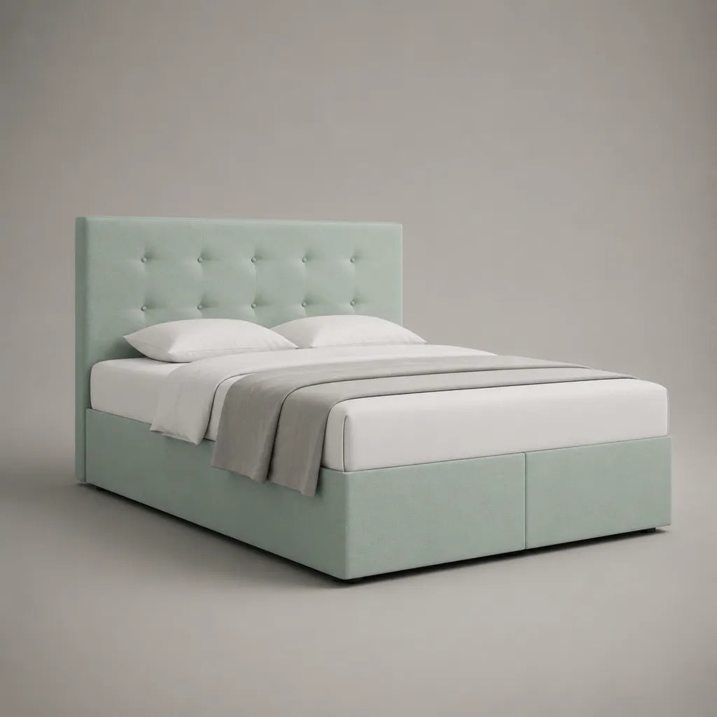Boxspringbett 180 × 200 cm mit Matratze und Polyester-Mikrofaserbezug, Mintgrün/Weiß
