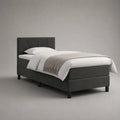 Boxspringbett-Set Anthrazit/Schwarz 160 × 200 cm mit Matratzen, Topper, Kopfteil und Polyester-Mikrofaserbezug