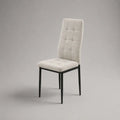 Gepolsterter Esszimmerstuhl aus Stoff und Stahl, Beige/Schwarz, 45 × 55 × 98 cm