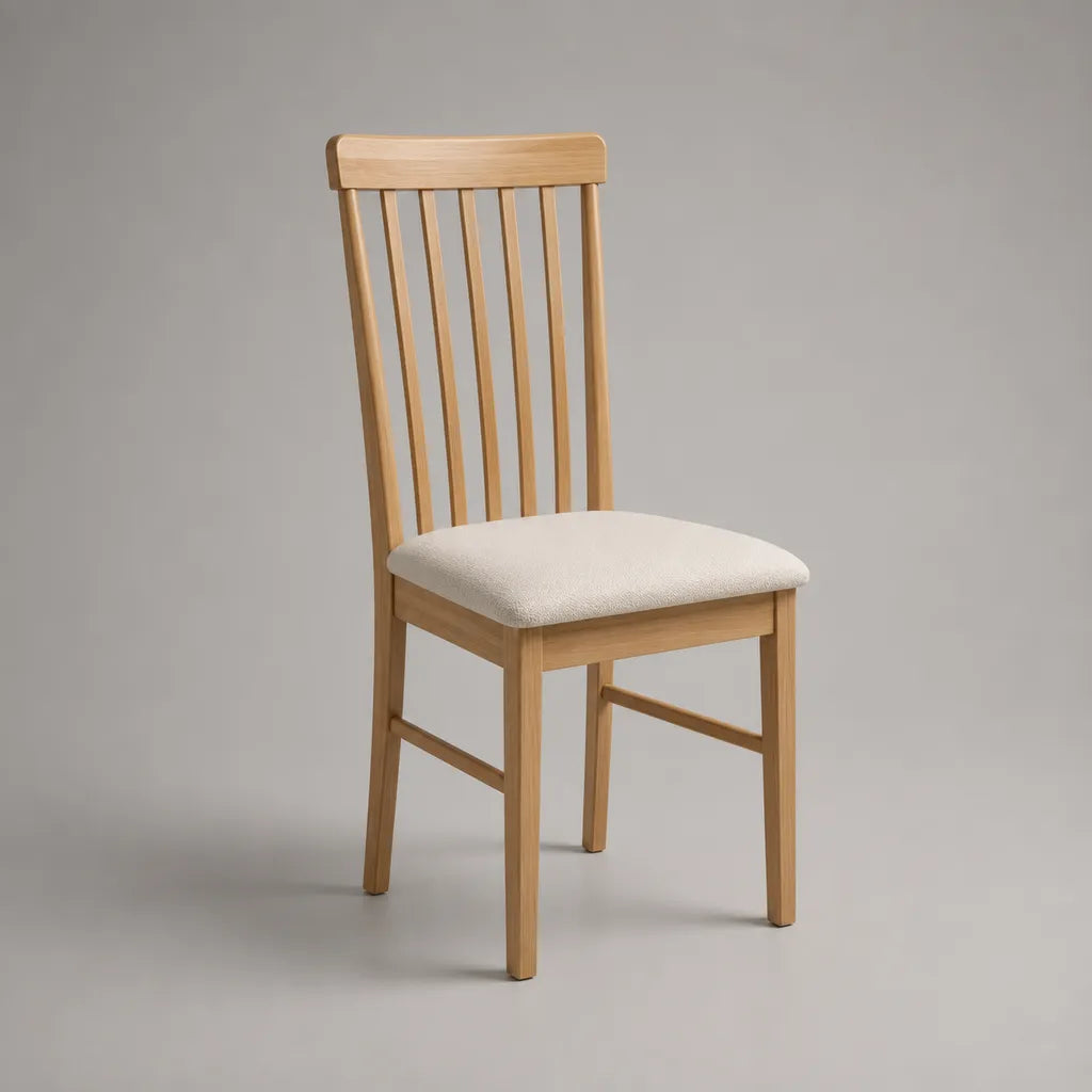Esszimmerstuhl aus massivem Buchenholz mit Polstersitz Natur/Beige 45 x 52 x 98 cm
