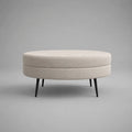Runder Fußhocker mit Polyesterbezug und Stahlbeinen, Beige/Schwarz, 82 × 82 × 42 cm