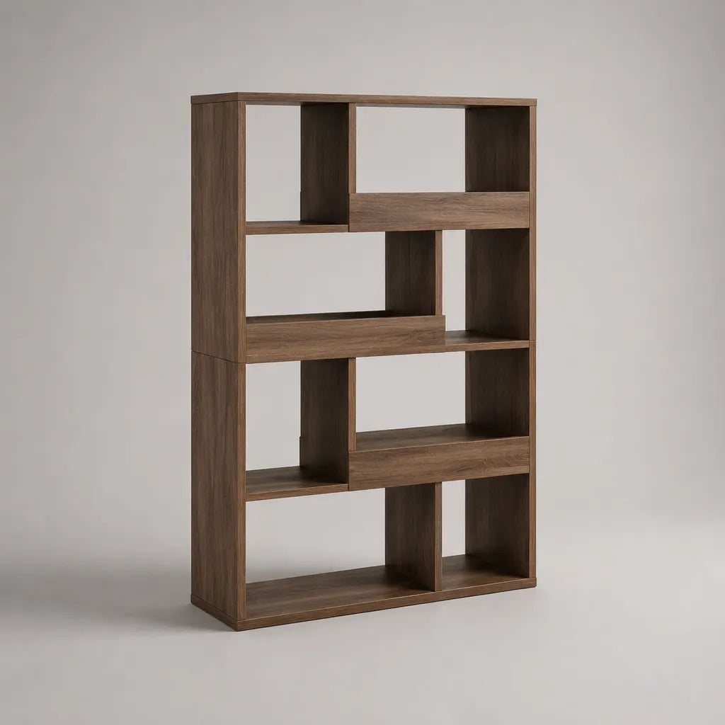 Bücherregal und Raumteiler aus melaminbeschichteter Spanplatte, 100 × 30 × 180 cm, Walnussbraun
