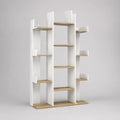 Bücherregal Standregal aus melaminbeschichteter Spanplatte, Weiß und Eiche hell, 120 × 30 × 180 cm