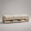 Fußhocker und Sitzhocker 3er-Set aus Holz mit Polsterbezug, Beige/Naturfarben, je 45 × 45 × 45 cm