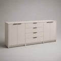 Sideboard aus melaminbeschichteter Spanplatte mit 4 Türen und 4 Schubladen, Weiß/Schwarz, 200 × 40 × 85 cm