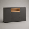 Sideboard aus Spanplatte mit 2 Türen, 3 Schubladen und offenem Fach, Anthrazit und Eichefarben, 120 × 40 × 85 cm