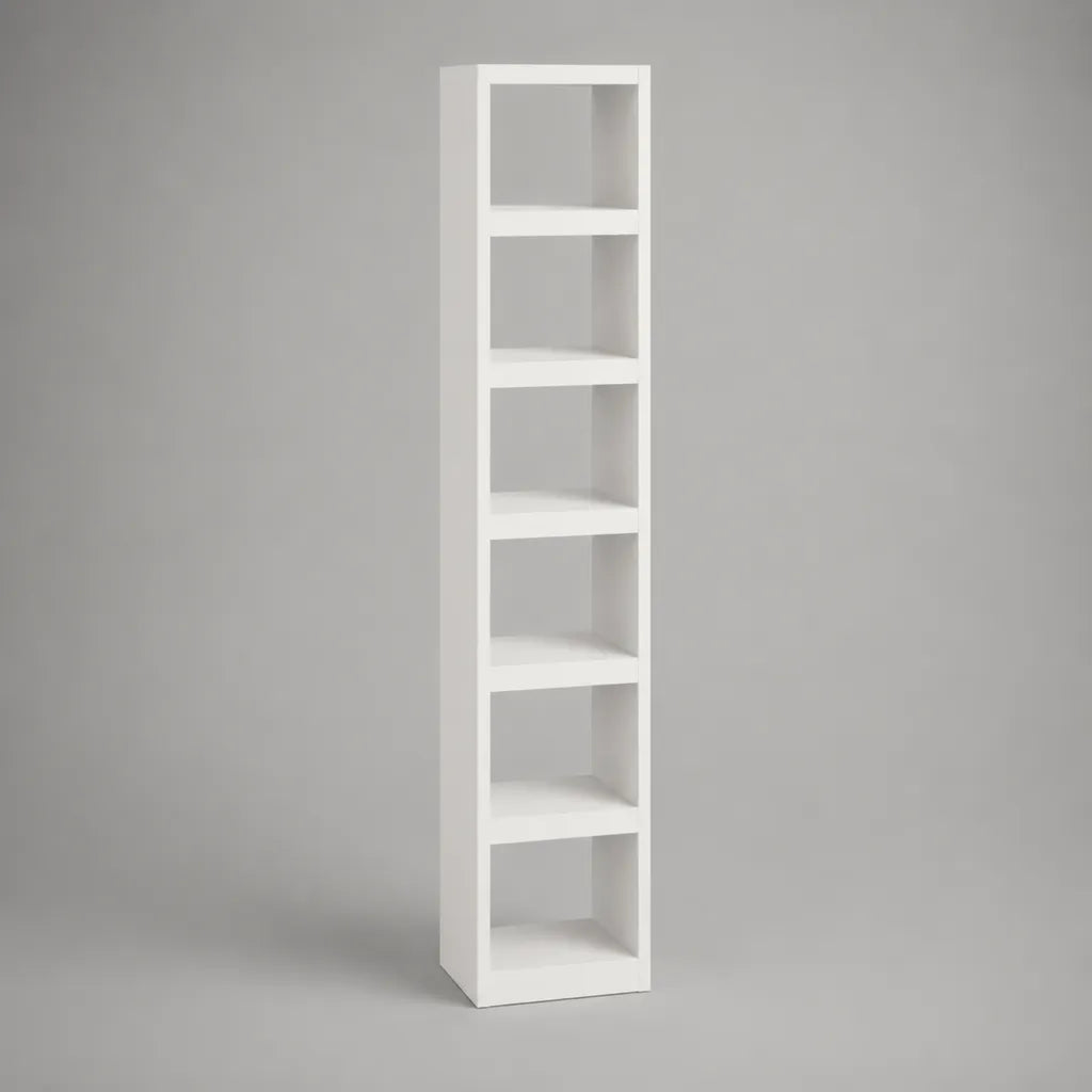 Bücherregal mit 6 Fächern aus melaminbeschichteter Spanplatte, Weiß, 180 × 30 × 30 cm