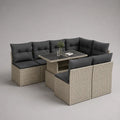 9-teiliges Garten-Lounge-Set für 8 Personen aus PE-Rattan und Stahl, U-Form 242 × 242 × 74 cm, Tisch 120 × 120 cm, Beige und Anthrazit