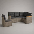 Garten-Lounge-Set für 6 Personen, L-förmig, PE-Rattan mit Stahlrahmen und Polyesterkissen, Grau/Anthrazit/Braun, 240 × 180 × 78 cm